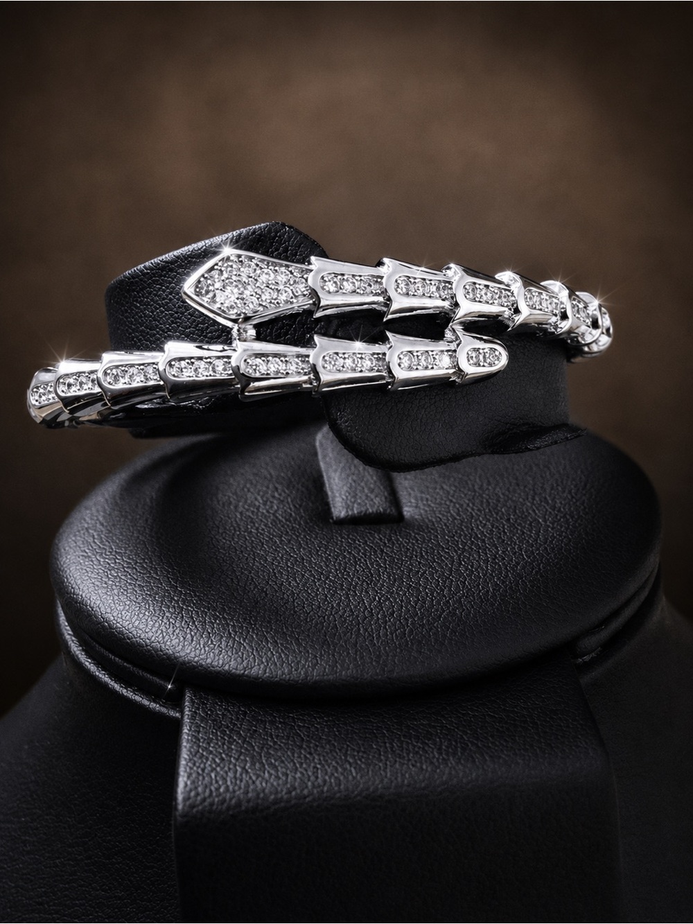 Pavé Crystal Serpent Wrap Bracelet - Silver Women's Jewelry
